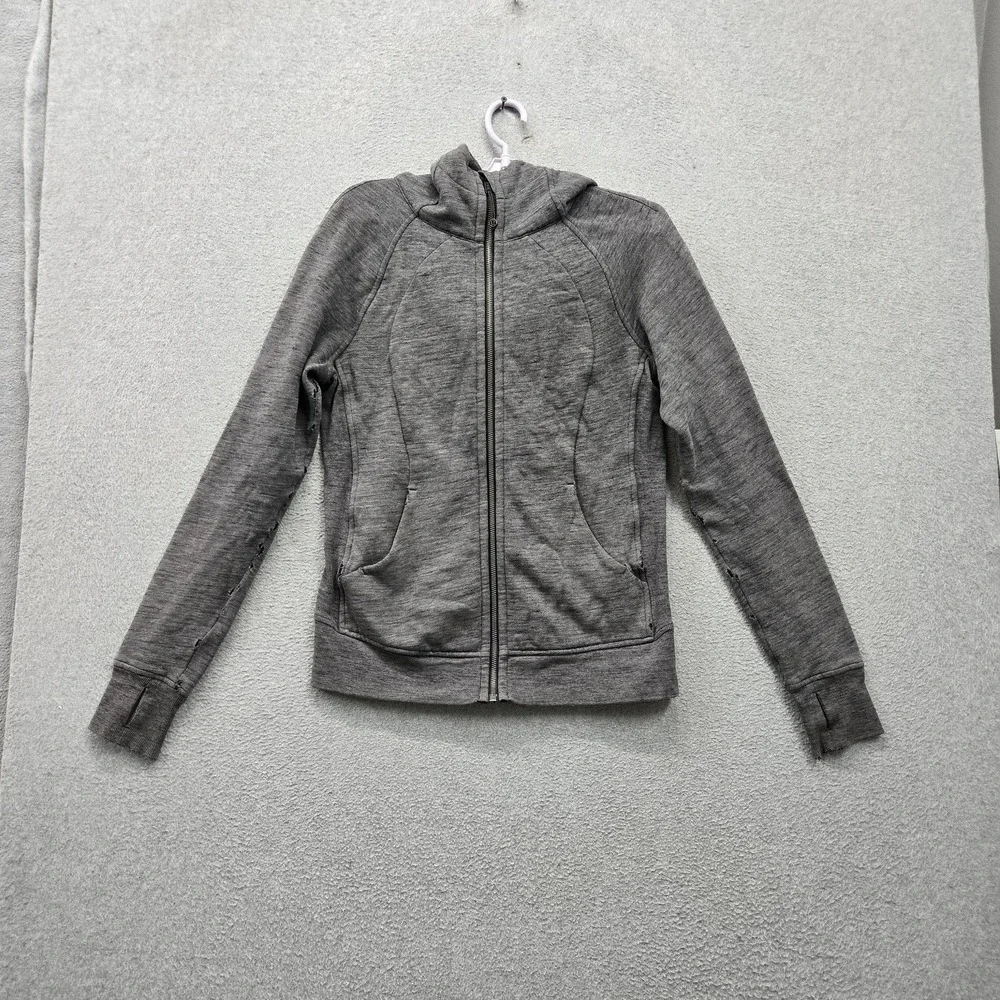 Lululemon Women Jacket 8 Gray Scuba Full Zip Hoodie READ